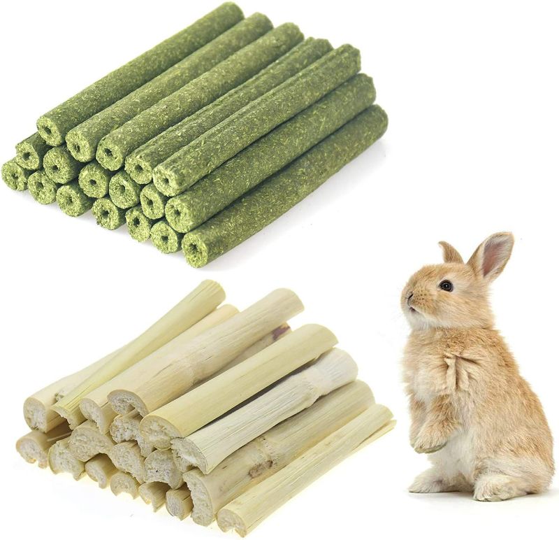 Photo 1 of Fansunta 30 Pcs Timothy Hay Sticks and 500g Sweet Bamboo Combined Small Animals Chew Toys Molar Sticks for Rabbit Chinchilla Guinea Pigs Squirrel Hamster