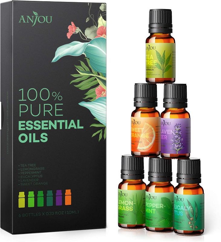 Photo 1 of Anjou Essential Oils Set 6-Pack Gift Set Therapeutic Grade 10ml 100% Pure Natural for Aromatherapy Diffuser Skin Care Massage Home Fragrance