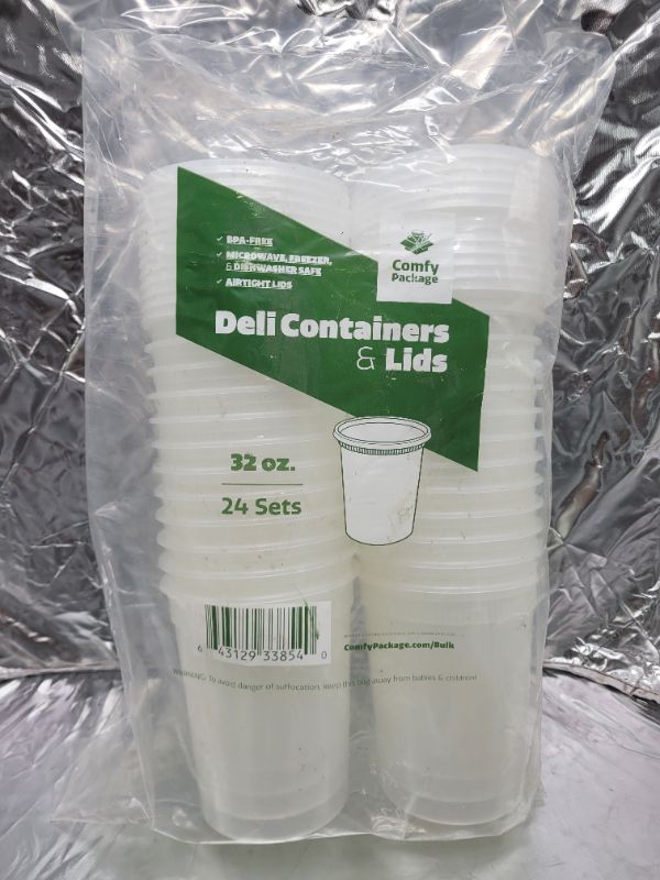 Photo 1 of Comfy Package [24 Sets - 32 oz.] Plastic Deli Food Storage Containers With Airtight Lids… 32 oz. - 24 Sets