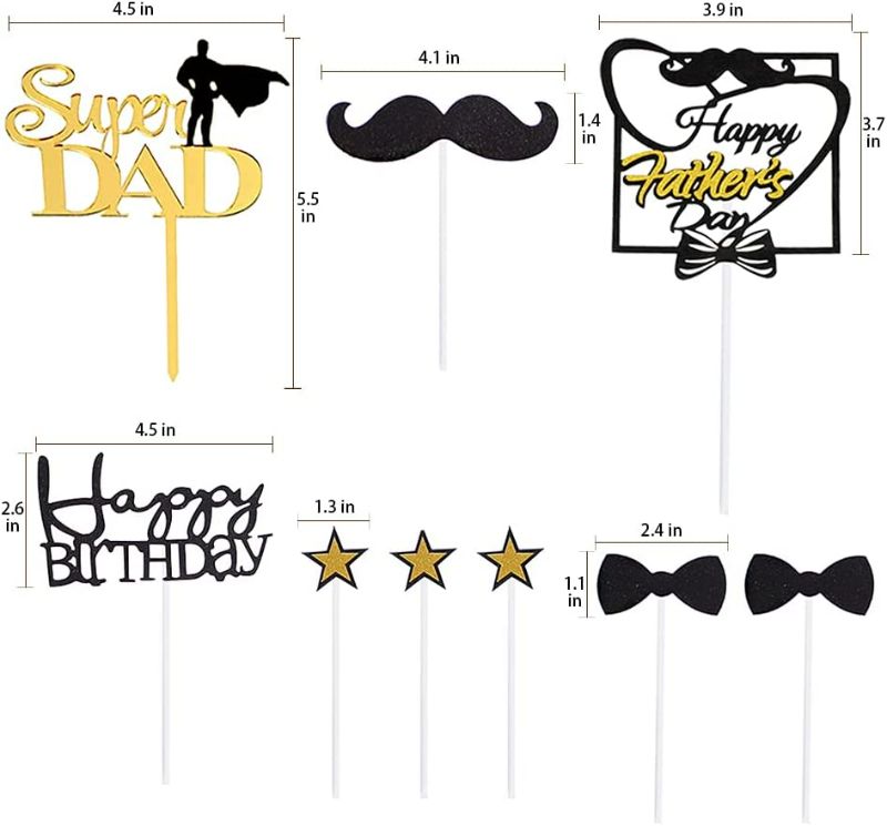 Photo 2 of (2 pack) 9 Pcs Happy Birthday / Happy Father's Day Super Dad Cake Topper for Father's Birthday / Father's Day, Best Dad Ever Cake Party Decorations