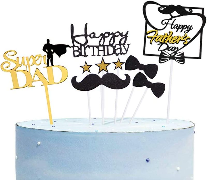 Photo 1 of (2 pack) 9 Pcs Happy Birthday / Happy Father's Day Super Dad Cake Topper for Father's Birthday / Father's Day, Best Dad Ever Cake Party Decorations