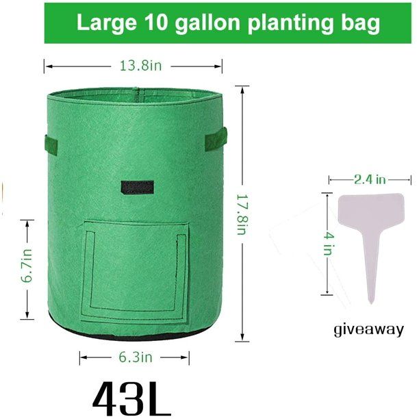 Photo 2 of YQLOGY Potato Grow Bags,3 Pack 10 Gallon Felt Potatoes Growing Containers with Handles&Access Flap for Vegetables,Tomato,Carrot, Onion,Fruits,Plants Planting Planter