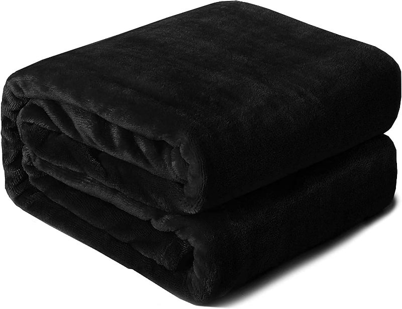 Photo 1 of EIUE Comfortable Flannel Throw Blanket,Twin Size Full Body Warming Premium Fleece Bedding Quilt,Reversible Microfiber Blanket for All Season(2 packs Black,60x80inch)