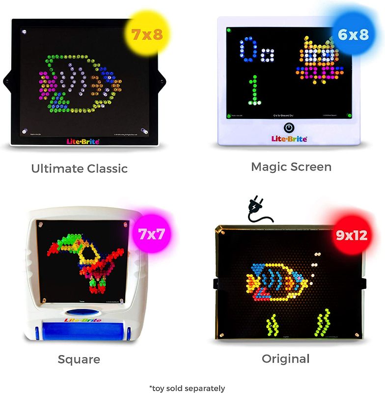 Photo 2 of (2 pack) IllumiPeg Little Miss Refill templates for Lite Brite Cube, Flat-Screen, and Four Share (10 Sheets, 7x7)
