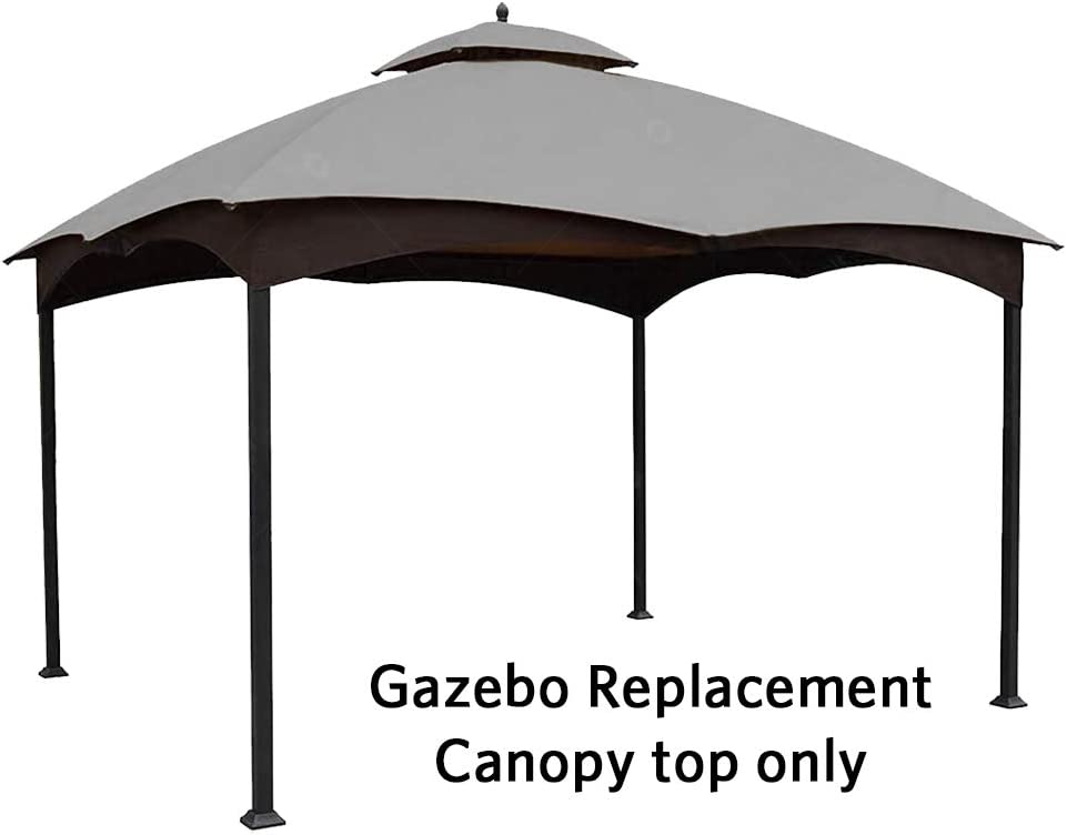 Photo 2 of Hofzelt Outdoor Gazebo Replacement 10'x12' Canopy Soft-Top 2-Tier Patio Canvas Cover for Lowe's 10' x 12' Gazebo Model #GF-12S004BTO/GF-12S004B-1 (Light Grey)