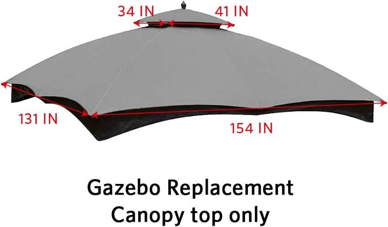 Photo 3 of Hofzelt Outdoor Gazebo Replacement 10'x12' Canopy Soft-Top 2-Tier Patio Canvas Cover for Lowe's 10' x 12' Gazebo Model #GF-12S004BTO/GF-12S004B-1 (Light Grey)