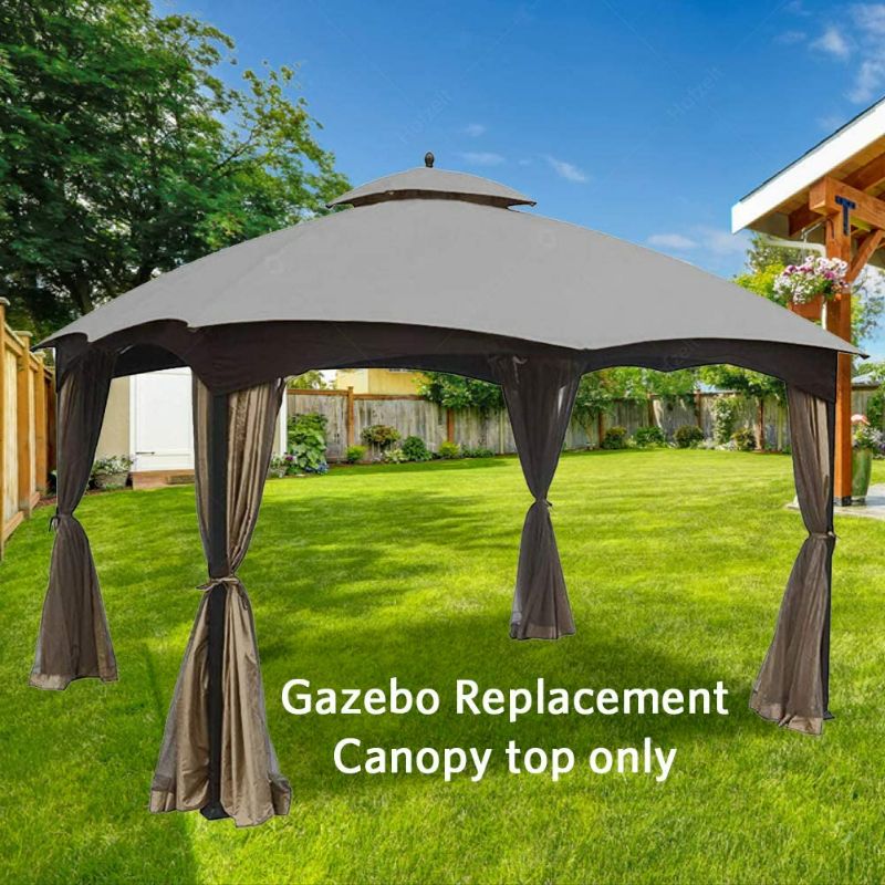 Photo 1 of Hofzelt Outdoor Gazebo Replacement 10'x12' Canopy Soft-Top 2-Tier Patio Canvas Cover for Lowe's 10' x 12' Gazebo Model #GF-12S004BTO/GF-12S004B-1 (Light Grey)