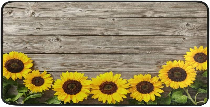Photo 1 of Sunflowers On Board Design Non-Slip Soft Kitchen Mats Bath Rug Runner Doormats Carpet for Home Decor, 39" X 20"
