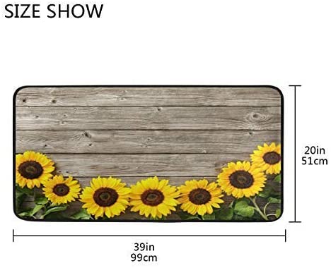 Photo 3 of Sunflowers On Board Design Non-Slip Soft Kitchen Mats Bath Rug Runner Doormats Carpet for Home Decor, 39" X 20"