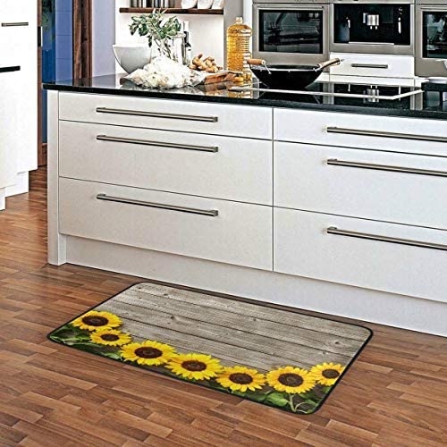Photo 2 of Sunflowers On Board Design Non-Slip Soft Kitchen Mats Bath Rug Runner Doormats Carpet for Home Decor, 39" X 20"