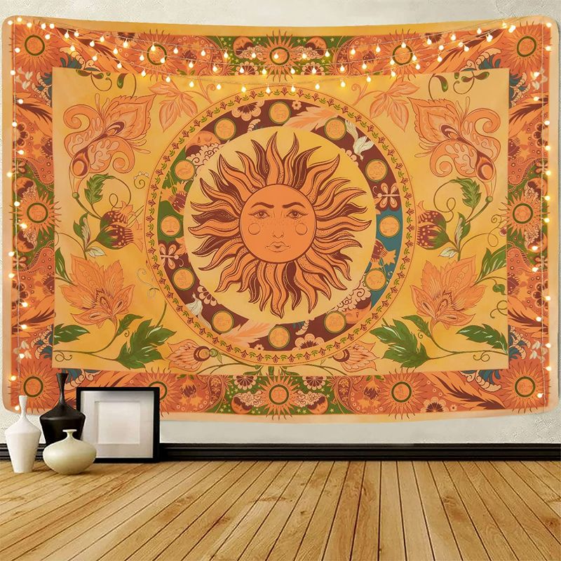 Photo 1 of Burning Sun Tapestry Flower Vines Tapestries Vintage Floral Tapestry Mystery Tapestry Wall Hanging for Room (150*200CM)