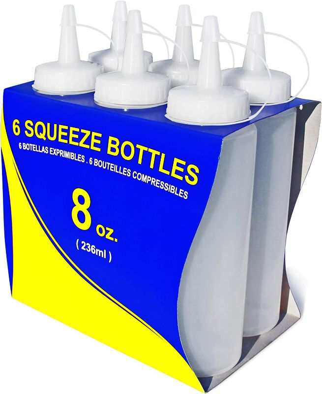 Photo 1 of New Star Foodservice 26115 Squeeze Bottles, Plastic, 8 oz, Clear, Pack of 6