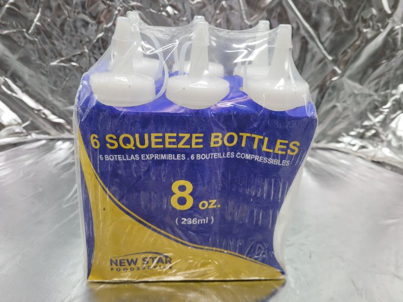 Photo 3 of New Star Foodservice 26115 Squeeze Bottles, Plastic, 8 oz, Clear, Pack of 6