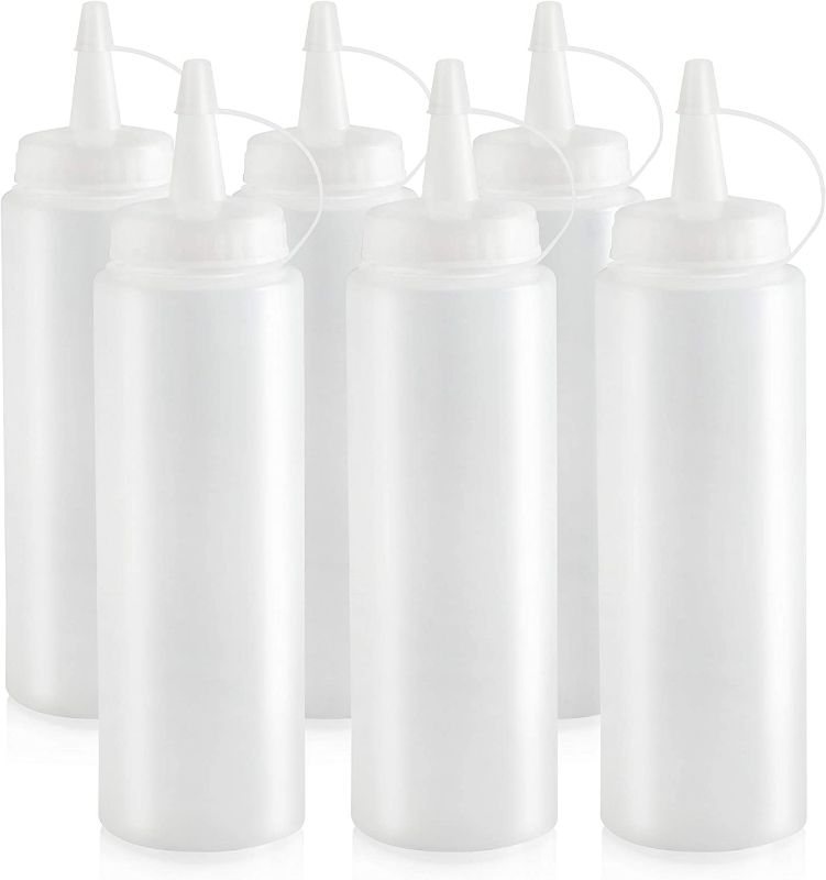 Photo 2 of New Star Foodservice 26115 Squeeze Bottles, Plastic, 8 oz, Clear, Pack of 6