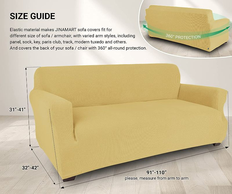 Photo 2 of JINAMART Slipcover Stretch Elastic Couch Cover Sofa 4 Seat, 1-Piece (Mustard, X-Large)