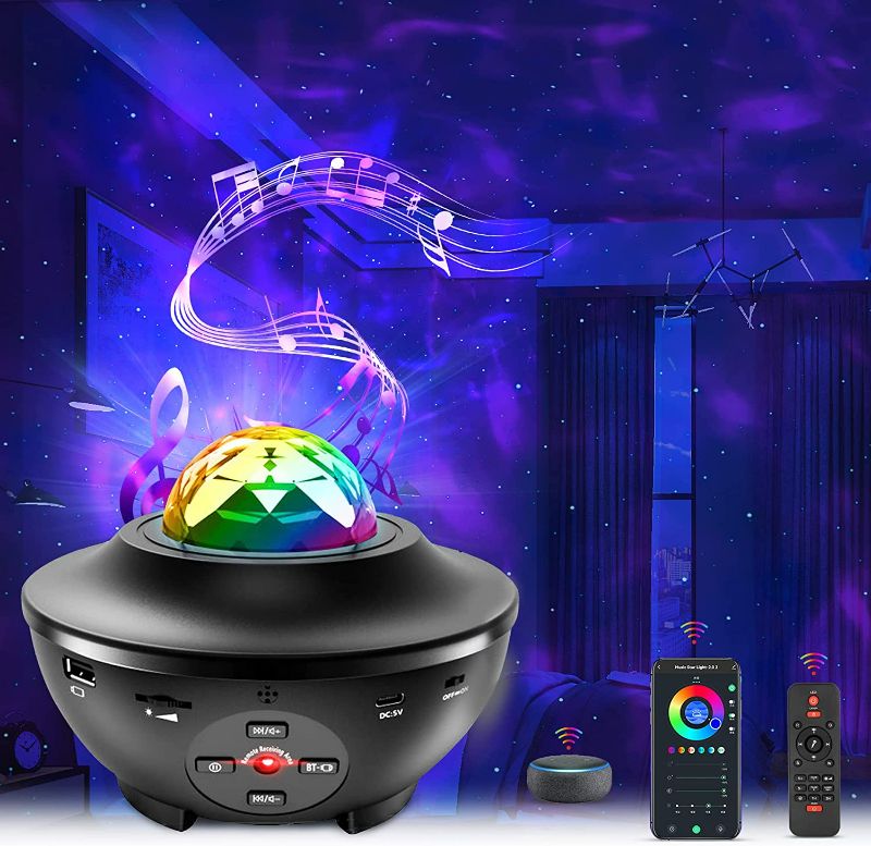 Photo 1 of Galaxy Projector, Star Projector 3 in 1 Night Light Projector Works with Smart App & Alexa, Google Assistant, Galaxy Light Projector with Music Speaker & Remote Control for Bedroom Kids Adults
