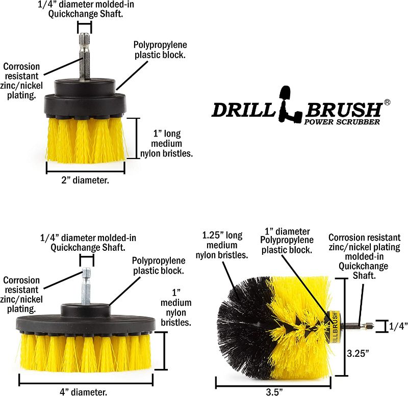 Photo 3 of Drill Brush Power Scrubber by Useful Products Drill Brush Attachment - Bathroom Surfaces Tub, Shower, Tile and Grout All Purpose Power Scrubber Cleaning Kit –Grout Drill Brush Set – Drill Brushes