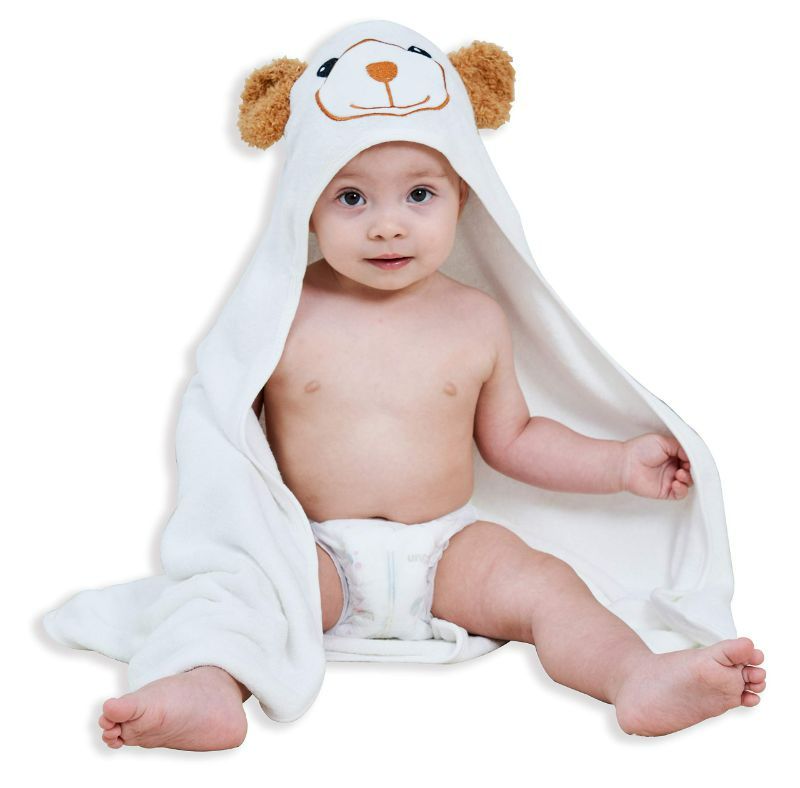 Photo 1 of Xikkpaa Esosy Premium Bamboo Baby Bath Towel - Ultra Absorbent Soft Boy & Girl Hooded Towels for Infant and Toddler - Cute Design Keep Warm Newborn Towel Shower Gifts - White - 30 x 30 ''