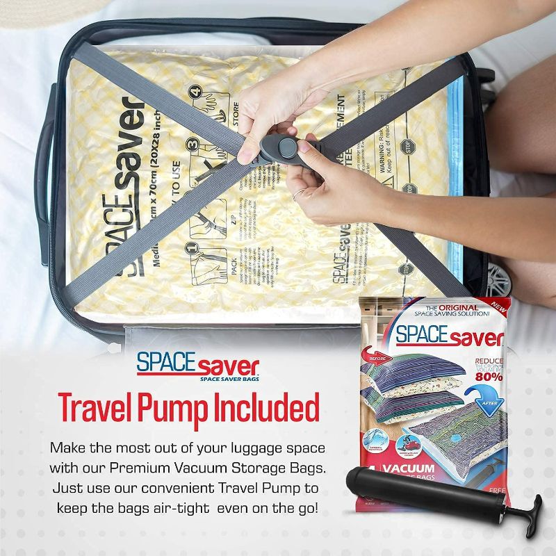 Photo 3 of Spacesaver Vacuum Storage Bags (Jumbo 6-Pack) Save 80% on Clothes Storage Space - Vacuum Sealer Bags for Comforters, Blankets, Bedding, Clothing - Compression Seal for Closet Storage. Pump for Travel.