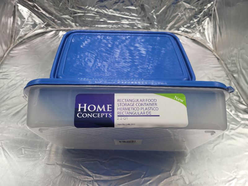 Photo 2 of 10 pieces home concepts rectangular food storage container 2.2qt (5 containers with blue lids)