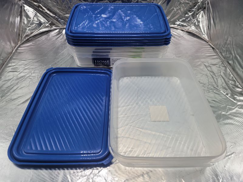 Photo 1 of 10 pieces home concepts rectangular food storage container 2.2qt (5 containers with blue lids)