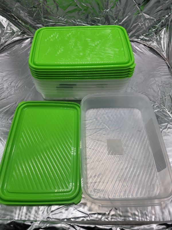 Photo 2 of 12 pieces home concepts rectangular food storage container 2.2qt (6 containers with green lids)