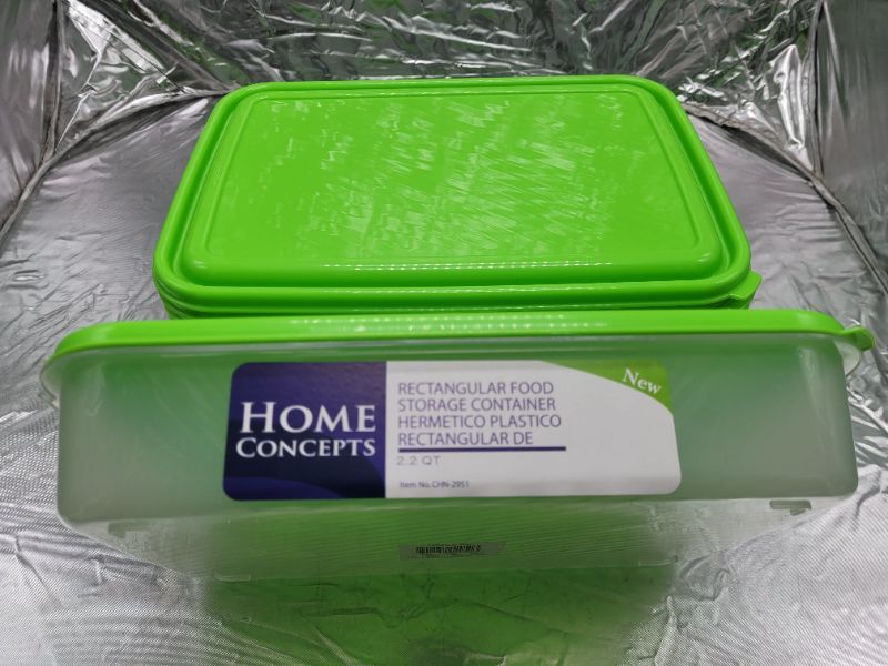 Photo 1 of 12 pieces home concepts rectangular food storage container 2.2qt (6 containers with green lids)