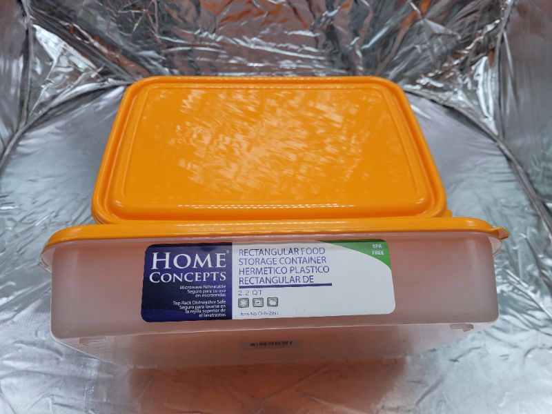 Photo 2 of 12 pieces home concepts rectangular food storage container 2.2qt (6 containers with orange lids)