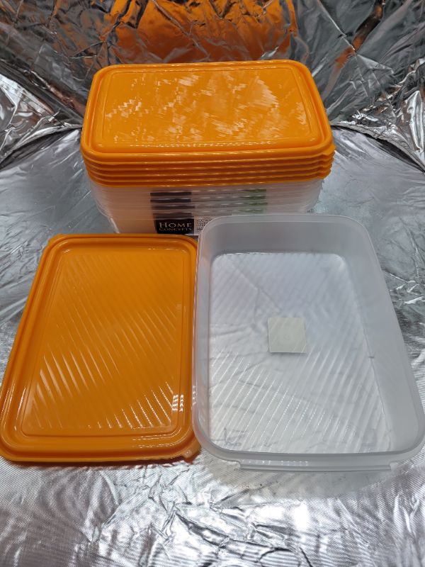 Photo 1 of 12 pieces home concepts rectangular food storage container 2.2qt (6 containers with orange lids)