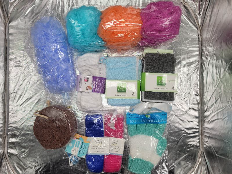 Photo 1 of 15pcs Assorted Shower/Bath Essentials Bundle - Loofahs, Body Sponges, Bar Soap Savers, Exfoliating Glove