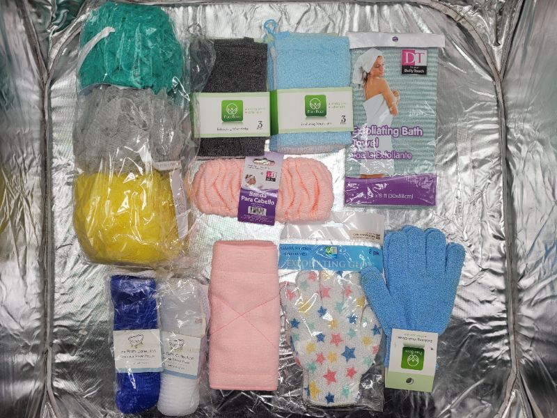 Photo 1 of 16 pcs Assorted Shower/Bath Essentials Bundle - Loofahs, Body Sponges, Bar Soap Savers, Exfoliating Glove