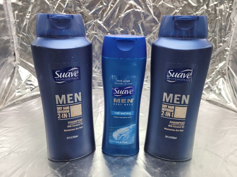 Photo 3 of Men's Suave Bundle: 2 ct Suave Men 28 Fl. Oz. Dry Hair Defense 2-In-1 Shampoo Conditioner and 1 ct Suave Men Body Wash Refreshing 12 oz