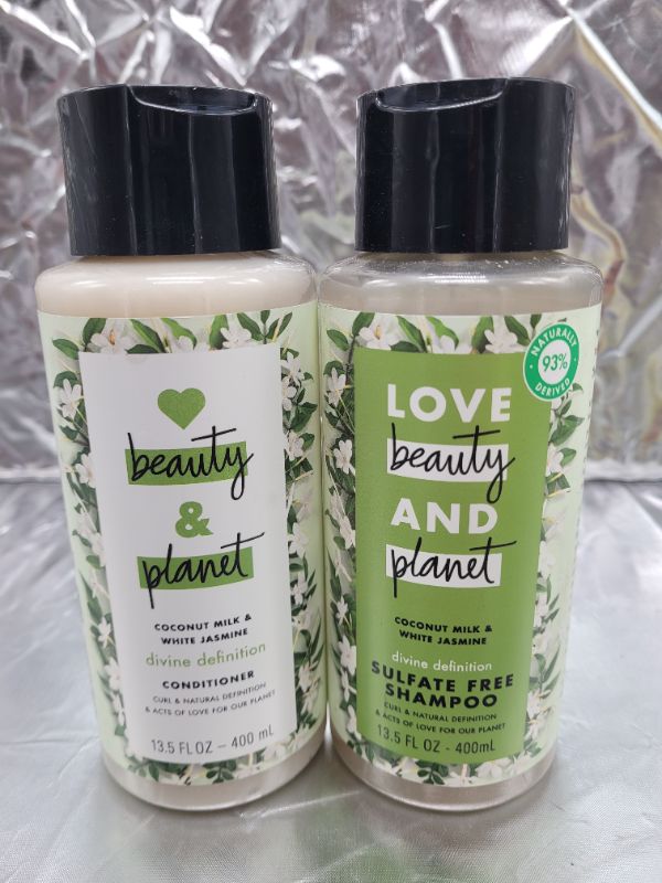Photo 3 of Love Beauty Planet Divine Definition Conditioner and Sulfate Free Shampoo, Coconut Milk & White Jasmine 13.5 fl oz