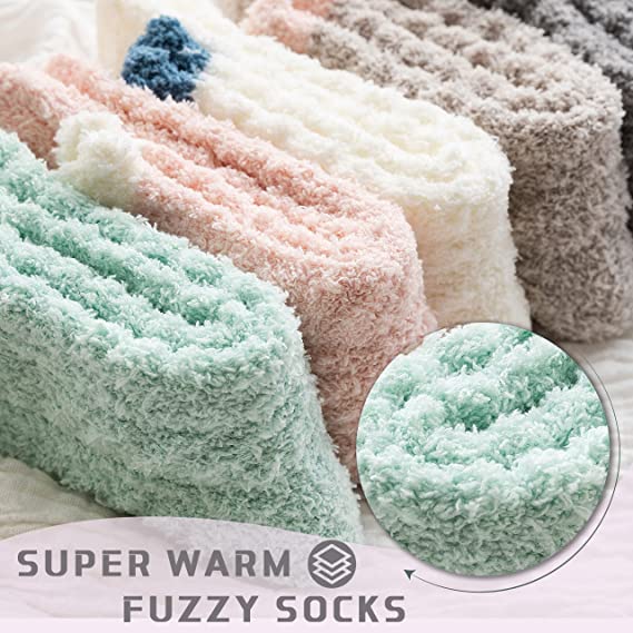 Photo 3 of Fuzzy Socks for Women, Warm Soft Fluffy Socks Thick Cozy Plush Sock Winter Christmas Socks for Women 6 or 5 Pairs
