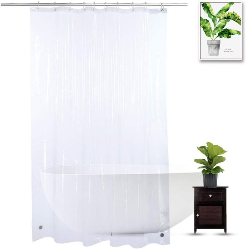 Photo 1 of Shower Curtain Liner 60 x 72, Stall Clear Shower Liner for Bathroom with 3 Magnets and 10 Plastic Hooks, EVA, 60x72 Inch