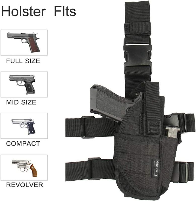 Photo 5 of Nehostertfy Drop Leg Holster for Pistol- Right Handed Tactical Thigh Airsoft Pistol Holster Adjustable Gun Holster Upgrade