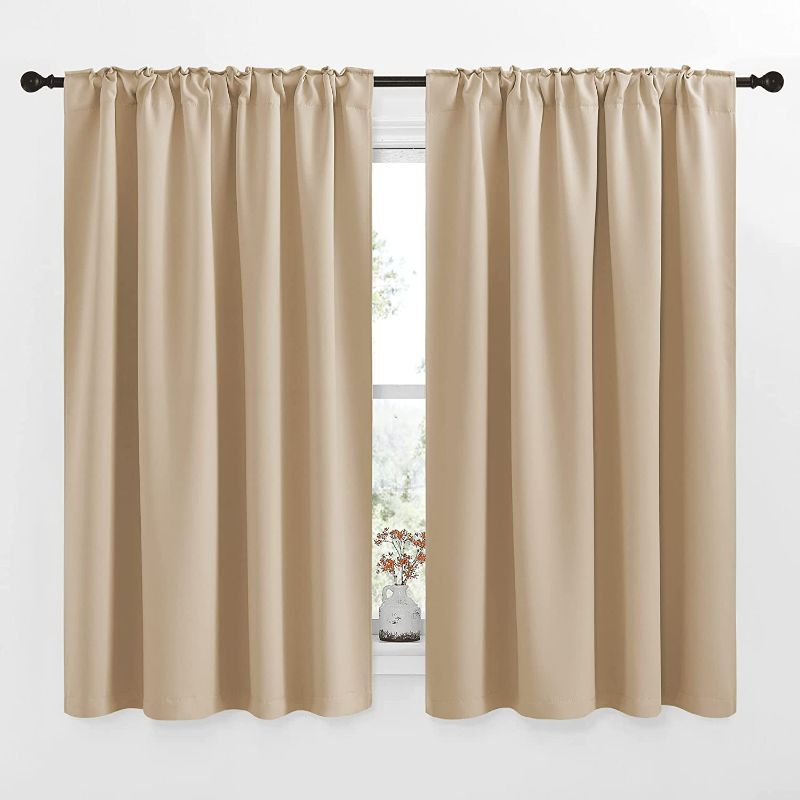 Photo 1 of NICETOWN Window Treatment Curtains Room Darkening Drapes - (Biscotti Beige Color) 52 Width x 54 Drop Each Panel, 2 Panels Set, Curtains and Draperies for Kitchen