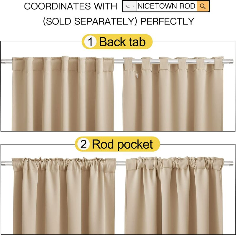 Photo 2 of NICETOWN Window Treatment Curtains Room Darkening Drapes - (Biscotti Beige Color) 52 Width x 54 Drop Each Panel, 2 Panels Set, Curtains and Draperies for Kitchen