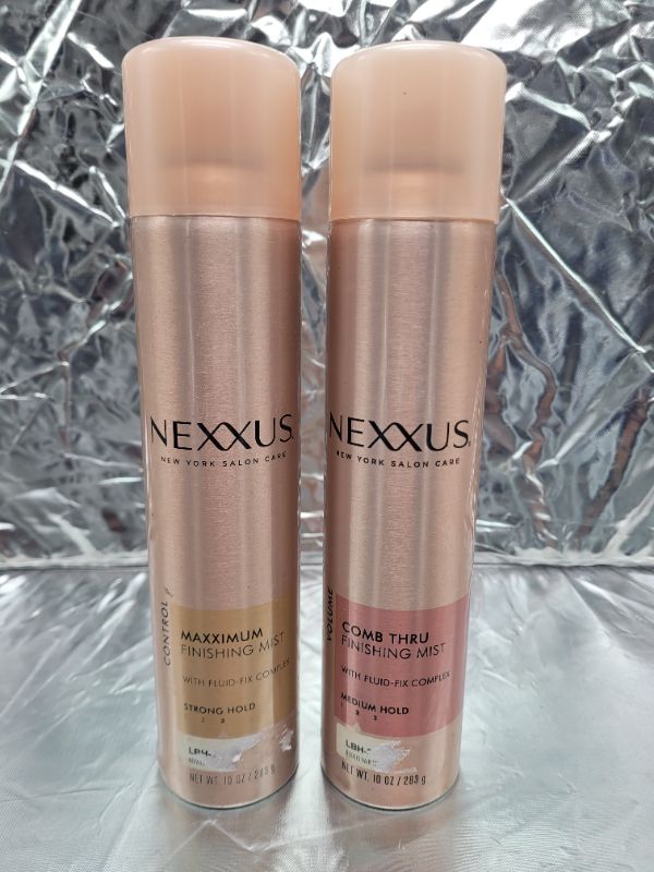 Photo 1 of 2 Count Nexxus Hair Product Bundle: 1 Count Control Maximum Hold Finishing Mist Hair Spray Strong Hold 10 oz |  Comb Thru Finishing Mist Hair Spray, Hair Spray for Volume, Medium Hold Hair Shine Spray 10 oz