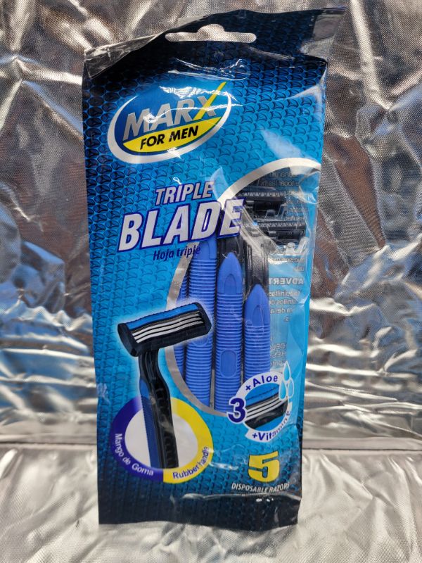 Photo 1 of (10 pack) Marx for men triple blade disposable razor +aloe & vitamin E 5 count 