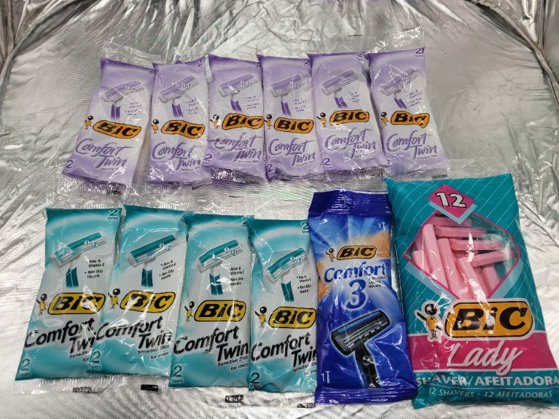 Photo 1 of 33 count Bic Disposable Razor Bundle: Comfort Twin Sensitive Skin Razors, Comfort 3 Blades, BIC Lady 