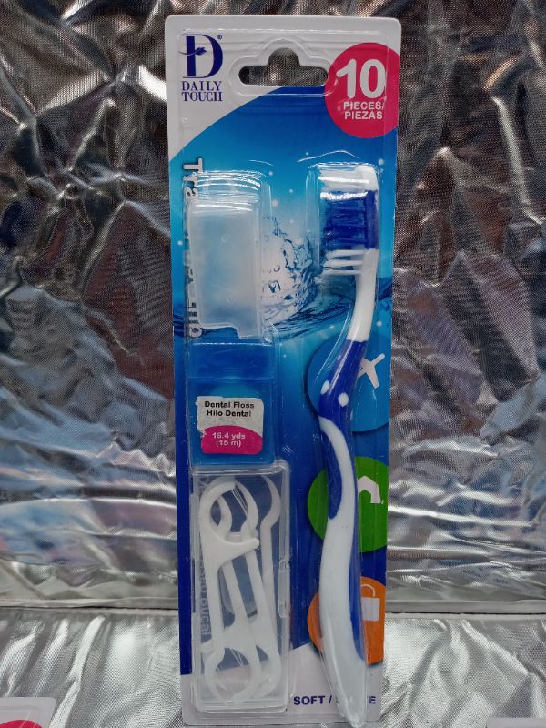 Photo 1 of 16 Count Daily Touch Oral Care Kit with Adult Toothbrush, Floss Picks, Travel Cover & Dental Floss