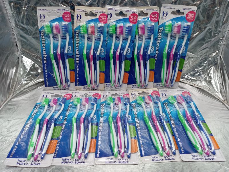 Photo 1 of (10 Pack) Daily Touch Soft Bristle Toothbrushes 3 pcs