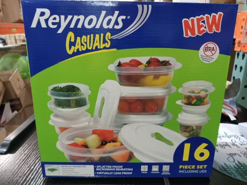Photo 1 of  Reynolds Casuals 16-Piece Food Storage Containers with Lids and Steam Vents, Microwave, Freezer and Dishwasher Safe, White