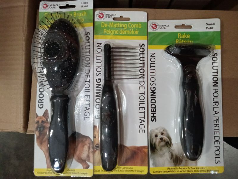 Photo 1 of 3 pcs MiracleCoat Dog Brush/Comb/Rake Bundle: Large Comfort Tip Brush | De-matting Comb | Rake 