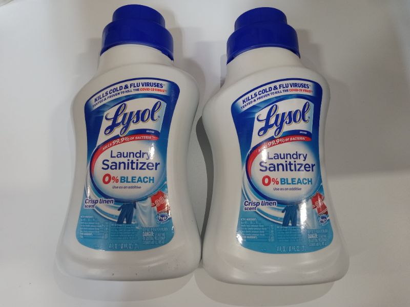 Photo 3 of (2 pack) Lysol Laundry Sanitizer Additive, Sanitizing Liquid for Clothes and Linens, Eliminates Odor Causing Bacteria, Crisp Linen, 41oz