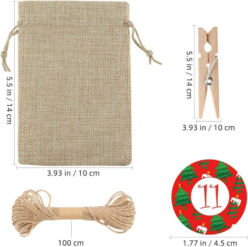 Photo 3 of 
Toyvian Christmas Advent Calendar Bags 2020,24 Days Burlap Bags with Drawstring Gift Pouches Candy Sacks DIY Decorations for Xmas Countdown