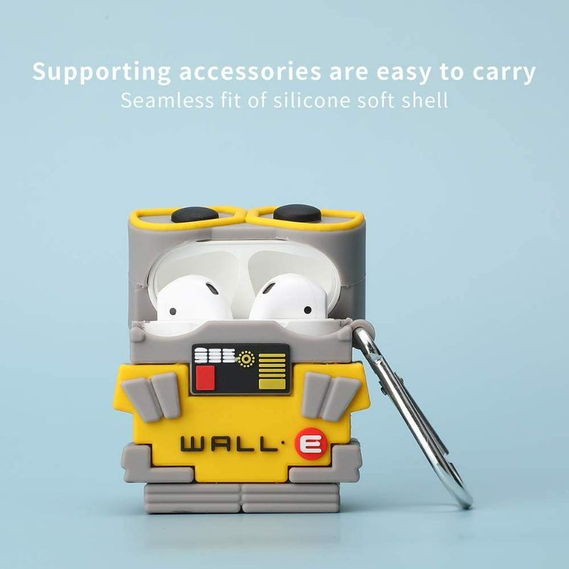 Photo 2 of hnspice Case for AirPod 2/1, 3D Cute Cartoons Wall·E Skin Design? for Girls Kids Teens AirPod (Wall·E)