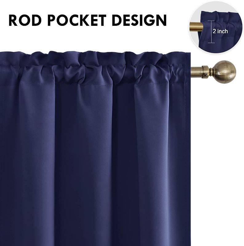 Photo 2 of Blackout Curtains – Thermal Insulated, Energy Saving & Noise Reducing Bedroom and Living Room Curtains (navy blue)