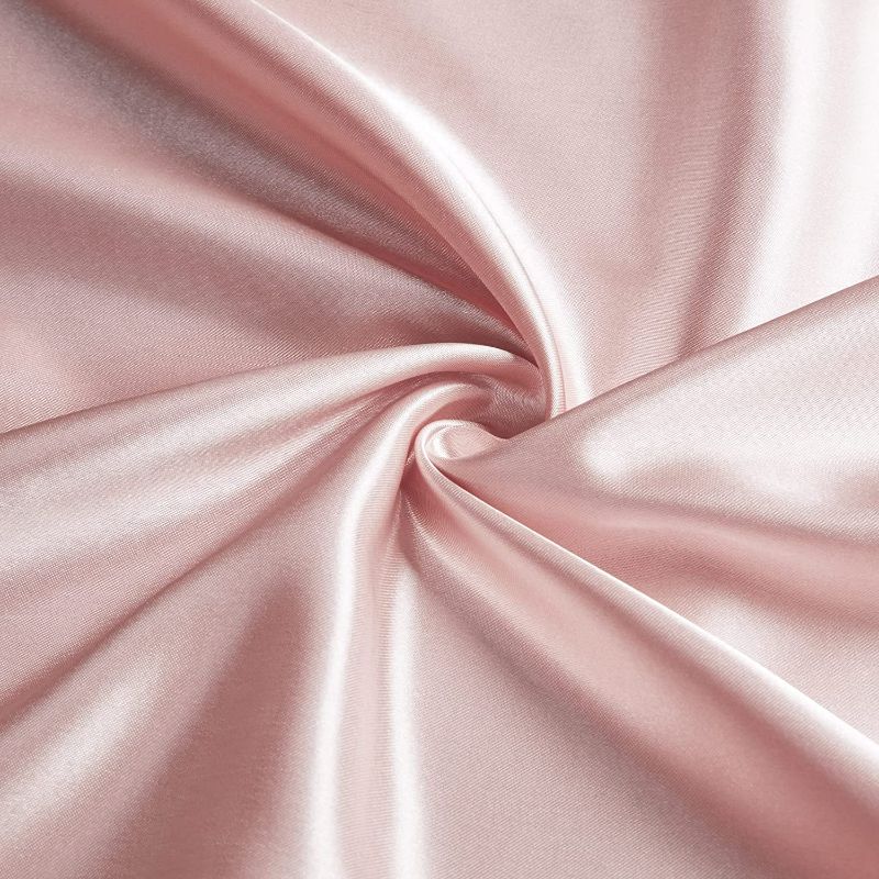 Photo 2 of Pink Satin Pillowcase Standard Set of 2 | Blush Pillow Cases for Hair and Skin | 20 x 26 Inch–Slip Silky Comfort with Envelope Closure